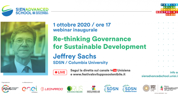 Alle 17.00 Jeffrey Sachs apre la Siena Advanced School on Sustainable Development